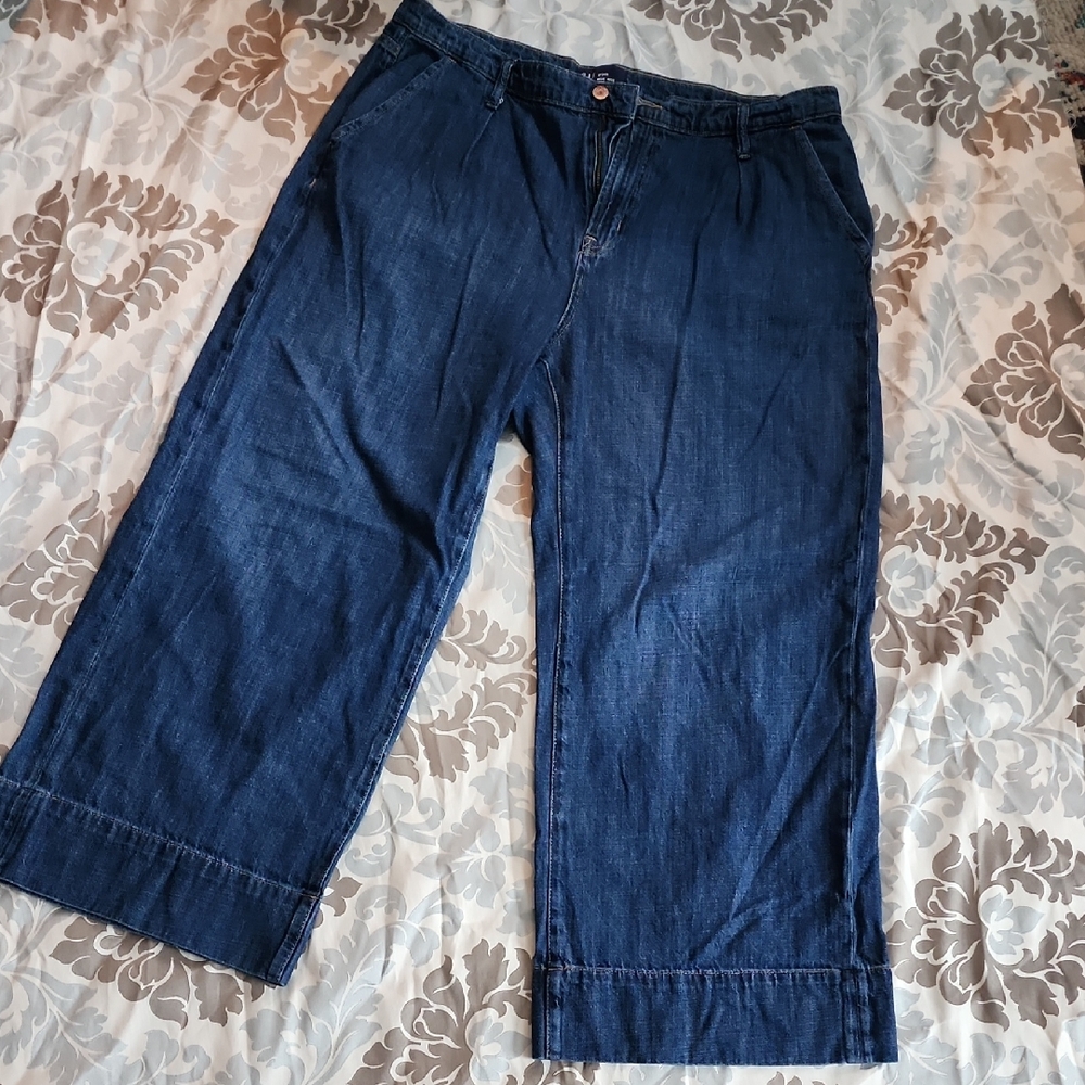 GAP High-Rise Front Pleat Wide-Leg Denim Jeans
